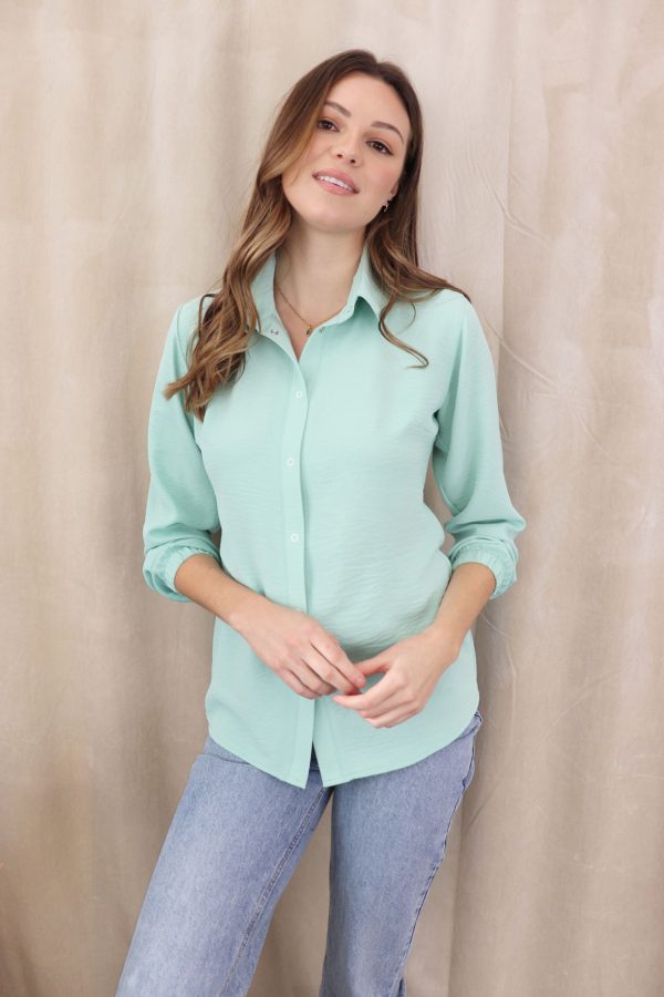 Chemise-vert-menthe-femme-chic-style-ete-vetement-fait-au-quebec-marilou-design