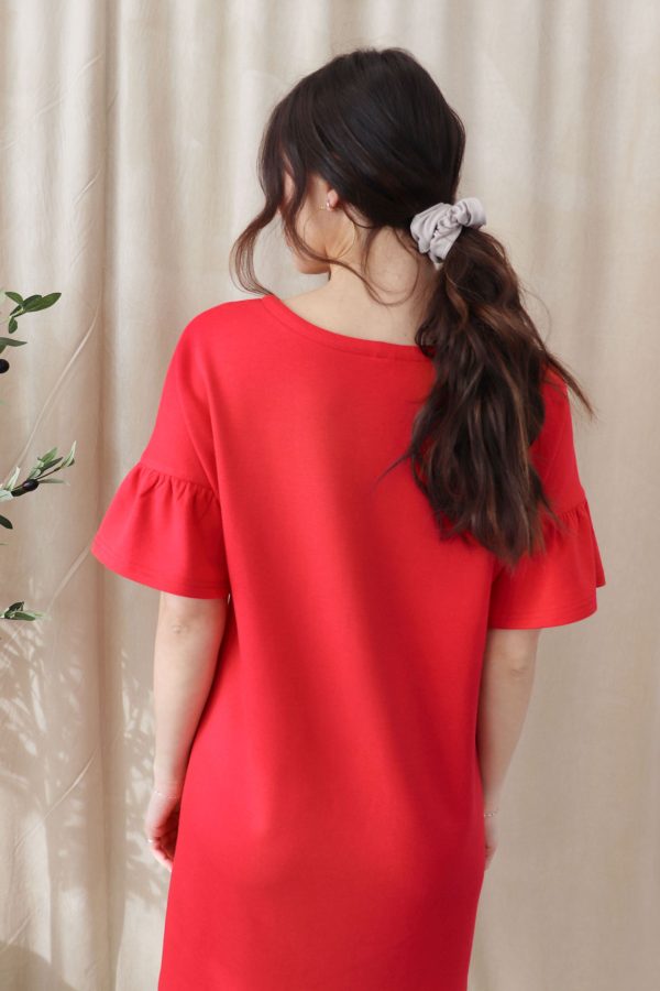 Robe-bambou-rouge-manche-volant-boutique-femme-quebec-marilou-design